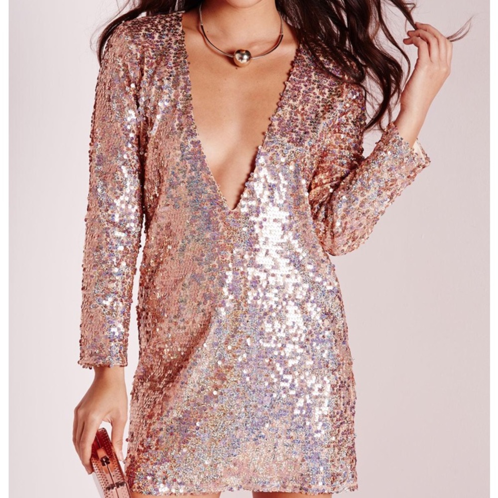 Rose gold sequined dress